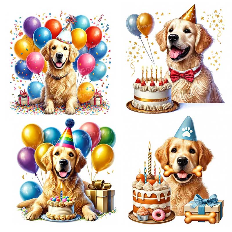 Feliz aniversário golden retri - Pvc Panel Background avaliação e preço